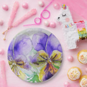 Paarse Viola Flowers Patroon Papier Party Bord (Feest)