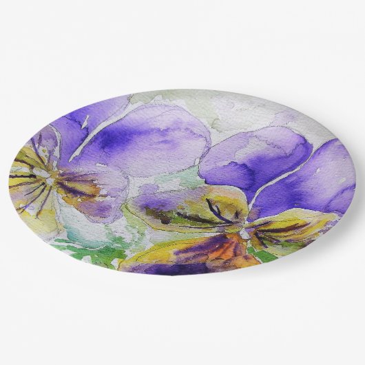 Paarse Viola Flowers Patroon Papier Party Bord (Gekanteld)