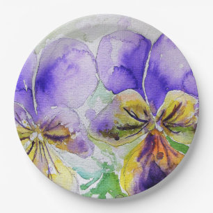 Paarse Viola Flowers Pattern Paper Party Bord