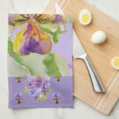 Paarse Viola Lavender Waterverf Floral Flower Theedoek (Quarter Fold)