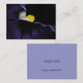 Paarse Viola Macro ATC 1 Visitekaartje (Voorkant / Achterkant)