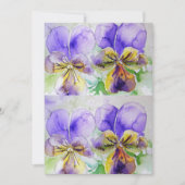 Paarse Viola pansy Aquarel Verjaardagsuitnodiging Kaart (Voorkant)