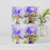 Paarse Viola pansy Aquarel Verjaardagsuitnodiging Kaart (Staand voorkant)
