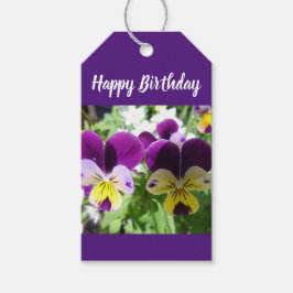 Paarse Viola Pansy  Bloemkaart Cadeaulabel