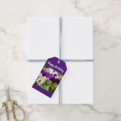 Paarse Viola Pansy  Bloemkaart Cadeaulabel (Met Touw)