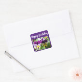 Paarse Viola Pansy Bloemkaart Vierkante Sticker (Envelop)