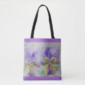 Paarse Viola Pansy Flowers Floral Canvas tas (Voorkant)