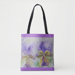 Paarse Viola Pansy Flowers Floral Canvas tas