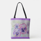 Paarse Viola Pansy Flowers Floral Canvas tas (Achterkant)