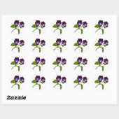 Paarse Viola Pansy Flowers Ronde Sticker (Vel)