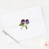Paarse Viola Pansy Flowers Ronde Sticker (Envelop)