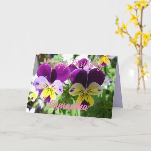 Paarse Viola Pansy Mooie Bloem bloemkaart Kaart (Gele Bloem)