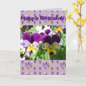 Paarse Viola Pansy Tuinfotokaart Kaart (Gele Bloem)