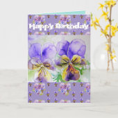 Paarse Viola Pansy Waterverf Schilderkaart Kaart (Gele Bloem)