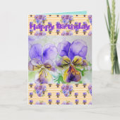 Paarse Viola Pansy Waterverf Schilderkaart Kaart (Voorkant)