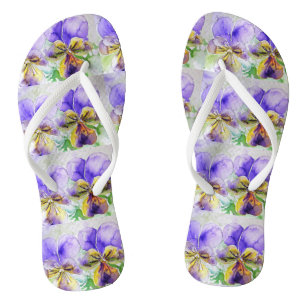 Paarse Viola Violas pansy Floral Flowers Teenslippers