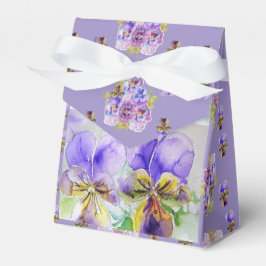 Paarse Viola Waterverf Partij Cake Favor Box Bedankdoosjes