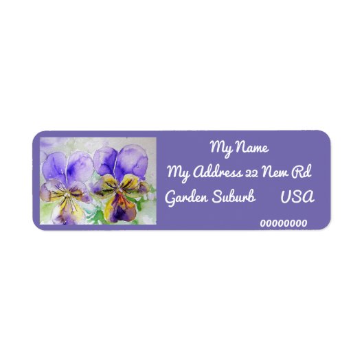 Paarse Viola Waterverf Return Address Labels (Voorkant)