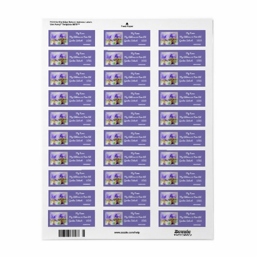Paarse Viola Waterverf Return Address Labels (Full Sheet)