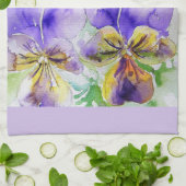 Paarse Viola Waterverf Vrouwen Lavendel Lila Theedoek (Gevouwen)