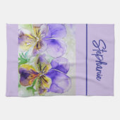 Paarse Viola Waterverf Vrouwen Lavendel Lila Theedoek (Horizontaal)