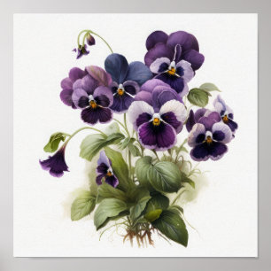Paarse Violas Bloem Kunstprint Poster