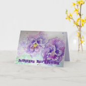 Paarse Violas Pansy Waterverf Kaart (Gele Bloem)