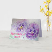 Paarse Violas Pansy Waterverf Kaart (Gele Bloem)