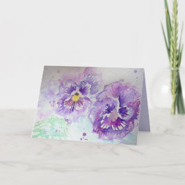 Paarse Violas Pansy Waterverf Kaart