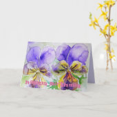 Paarse Violas Pansy Waterverf Kaart (Gele Bloem)
