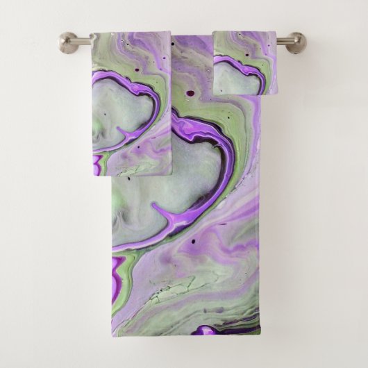 Paarse Violet Abstract Art Vloeibaar Marmer Bad Handdoek (Insitu)