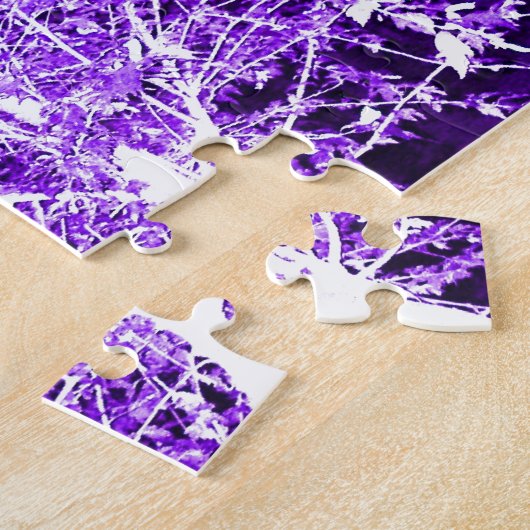 Paarse Violet Abstracte boomafdelingen Legpuzzel (Zijkant)