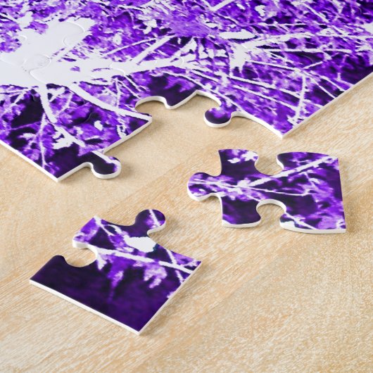 Paarse Violet Abstracte boomafdelingen Legpuzzel (Zijkant)