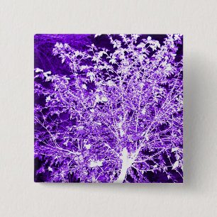 Paarse Violet Abstracte boomafdelingen Vierkante Button 5,1 Cm