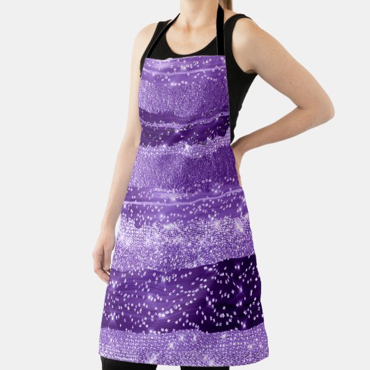 Paarse Violet Amethist Beroertes Modern Confetti Schort (Insitu)