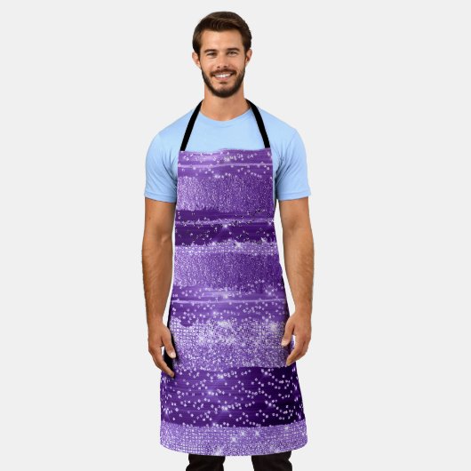 Paarse Violet Amethist Beroertes Modern Confetti Schort (Gedragen)