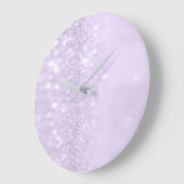 Paarse Violet Amethist Pastel Glitter Delicaat Grote Klok (Hoek)