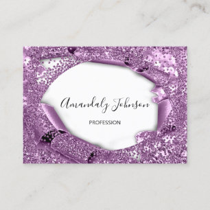 Paarse Violet Amethyst 3D Lijst Confetti Cristals Visitekaartje