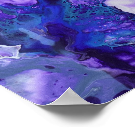 Paarse Violet Blauw Marmer Abstracte Vloeibare Kun Poster (Hoek)