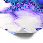 Paarse Violet Blauw Marmer Abstracte Vloeibare Kun Poster (Hoek)