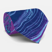 Paarse Violet Blauwe Marmering Acryl Abstractie Stropdas (Opgerold)