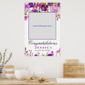 Paarse Violet Bloem Moderne Afstudeerfoto Requisie Poster (Keuken)