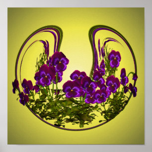 Paarse Violet Bloemen Abstract Poster