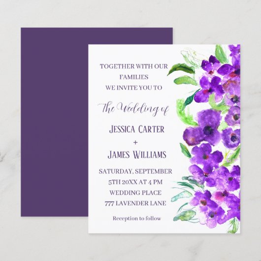 Paarse Violet Bloemen Boho Zomer Bruiloft (Voorkant / Achterkant)
