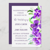 Paarse Violet Bloemen Boho Zomer Bruiloft Kaart (Voorkant / Achterkant)