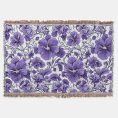 Paarse Violet Bloemen Botanische Bloemen Patroon Deken (Voorkant)