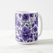 Paarse Violet Bloemen Botanische Bloemen Patroon Koffiemok (Voorkant rechts)
