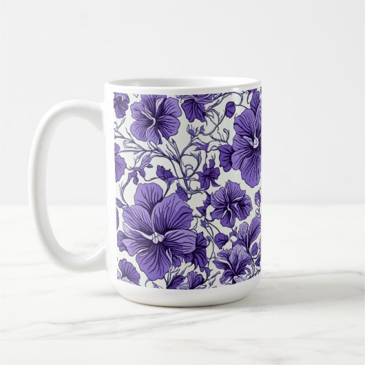 Paarse Violet Bloemen Botanische Bloemen Patroon Koffiemok (Links)