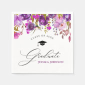 Paarse Violet Bloemen Moderne Stijl Graduation Par Servet (Voorkant)