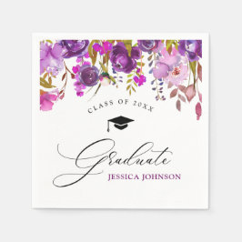 Paarse Violet Bloemen Moderne Stijl Graduation Par Servet